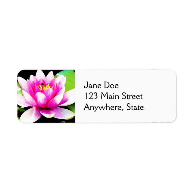 Pink water lily return address label (Front)