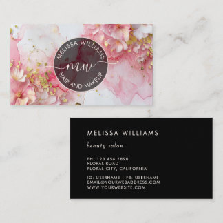 Pink Watercolor 3D Floral Business Card
