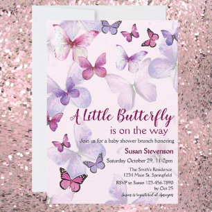 Pink Watercolor A Little Butterfly Baby Shower Invitation