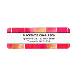 Pink Watercolor Abstract Geometric Address Return Address Label