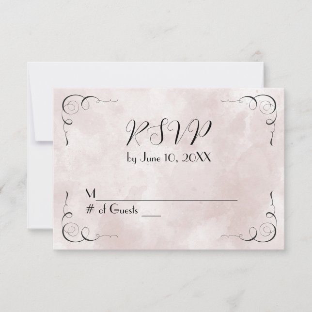 Pink Watercolor Abstract Wedding RSVP (Front)