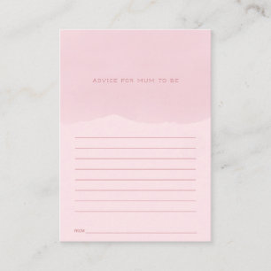 Pink watercolor Advice for Mum Baby Shower Enclosure Card