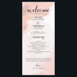 Pink Watercolor and Gold Wedding Order of Ceremony Program<br><div class="desc">This wedding program features pink watercolor with gold glitter and uses an elegant script font to give important wedding information to your guests at the ceremony.</div>