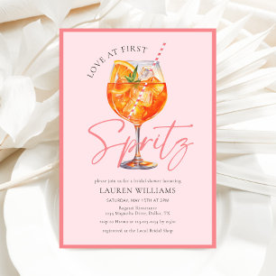 Pink Watercolor Aperol Spritz Bridal Shower Invitation