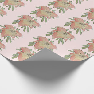 Pink Watercolor Artistic Floral Wrapping Paper