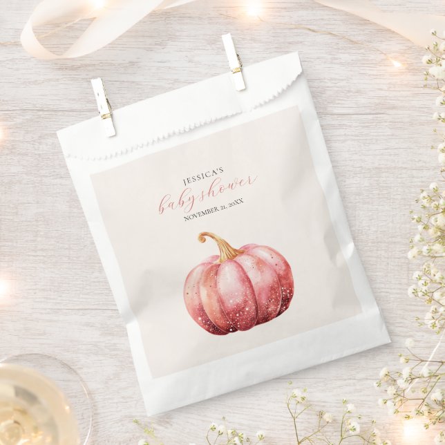 Pink Watercolor Baby Shower Favour Bags (Clipped)