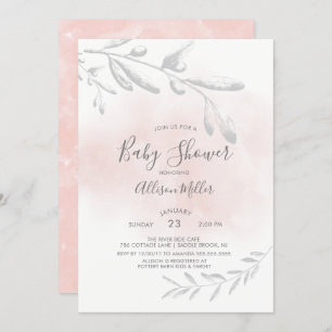 Pink Watercolor Baby Shower Invitation