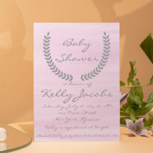 Pink Watercolor Baby Shower Invitation