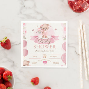 Pink Watercolor Baby Shower Napkin