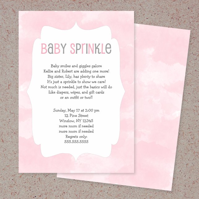 Pink Watercolor Baby Sprinkle, girl baby shower Invitation (Creator Uploaded)