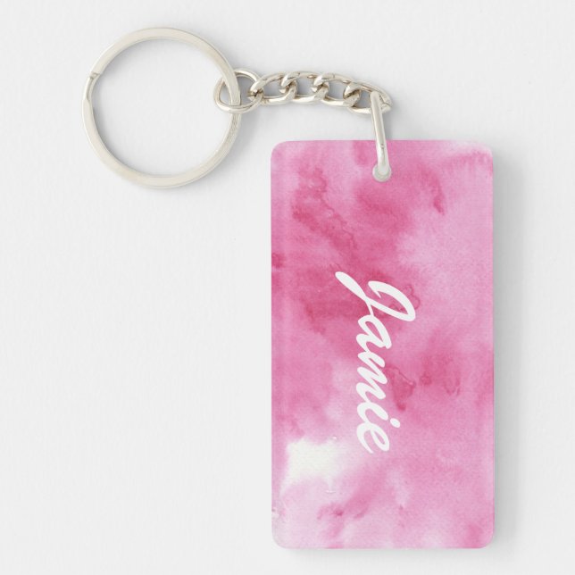 pink watercolor background for your key ring (Front)
