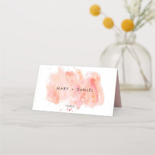 Pink Watercolor Background Wedding Place Card