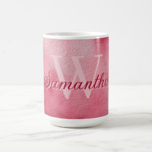 Pink Watercolor Background with Gold Glitter Coffee Mug
