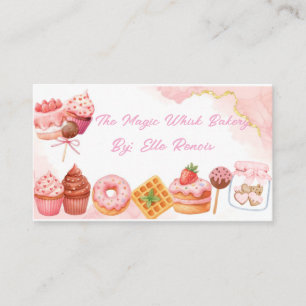 Pink Watercolor Bakery Business Card 