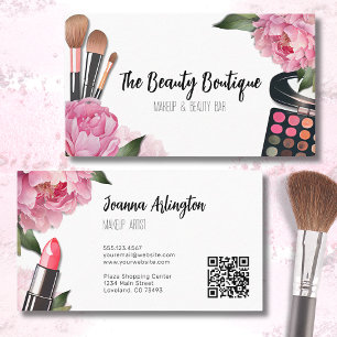 Pink Watercolor Beauty Makeup Artist Business Card