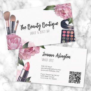 Pink Watercolor Beauty Makeup Artist Business Card