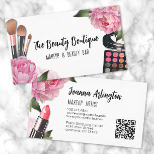 Pink Watercolor Beauty Makeup Artist Business Card
