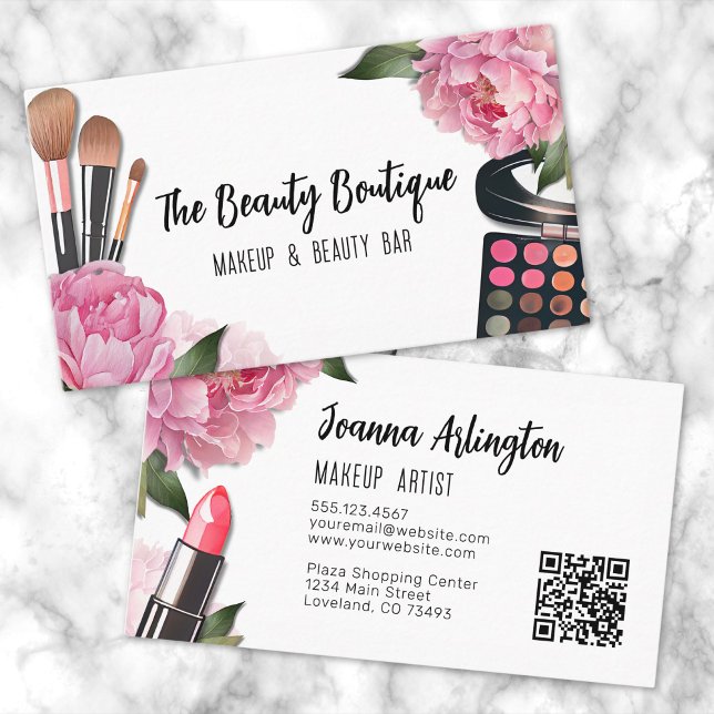 Pink Watercolor Beauty Makeup Artist Business Card (Pink Watercolor Beauty Makeup Artist Business Card)
