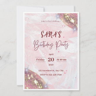 Pink Watercolor Birthday Party Invitation