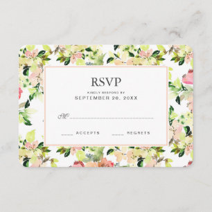 Pink Watercolor Blossom Pattern - Wedding RSVP Card