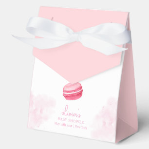 Pink Watercolor Bonjour Bébé Macaron Baby Shower Favour Box