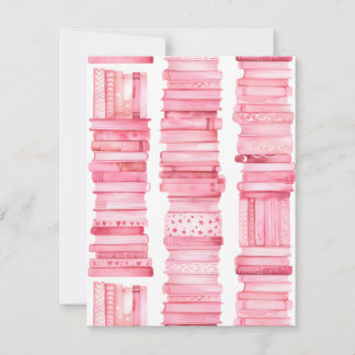 Pink Watercolor Book Stacks Holiday Card