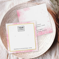 Pink watercolor border logo earring display card