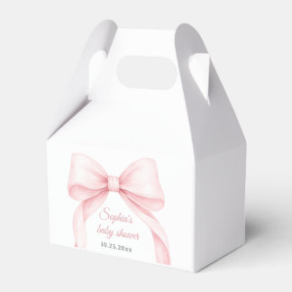 Pink Watercolor Bow Baby Shower Favour Box