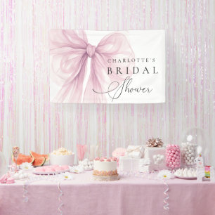 Pink Watercolor Bow Bridal Shower  Banner