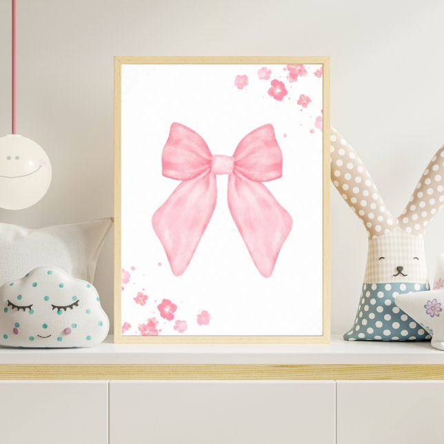 Pink Watercolor Bow Nursery Wall Art Baby Girl (Creator Uploaded)