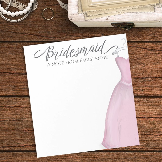 Pink Watercolor Bridesmaid Personalised  Notepad (Creator Uploaded)