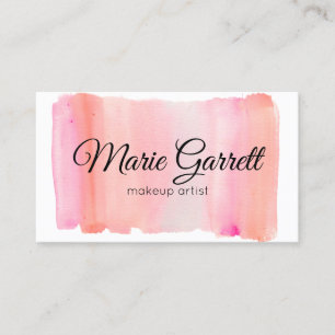 Pink Watercolor Brush Strokes Business Card