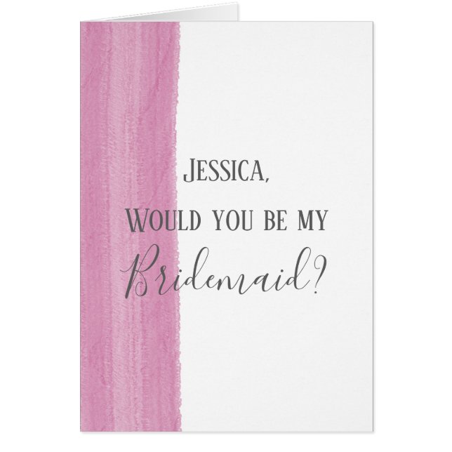 Pink Watercolor Brushstroke Bridesmaid Proposal (Front)