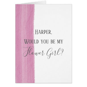 Pink Watercolor Brushstroke Flower Girl Proposal