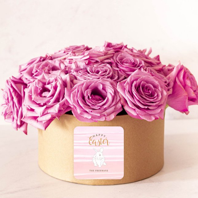 Pink Watercolor Bunny Happy Easter Gift Sticker (Creator Uploaded)