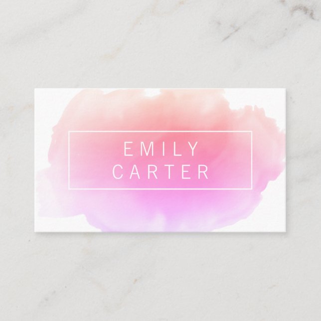 Pink Watercolor Business Card (Front)