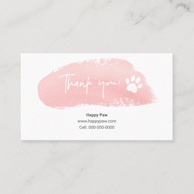 Pink Watercolor Business Thank You Card (Front)