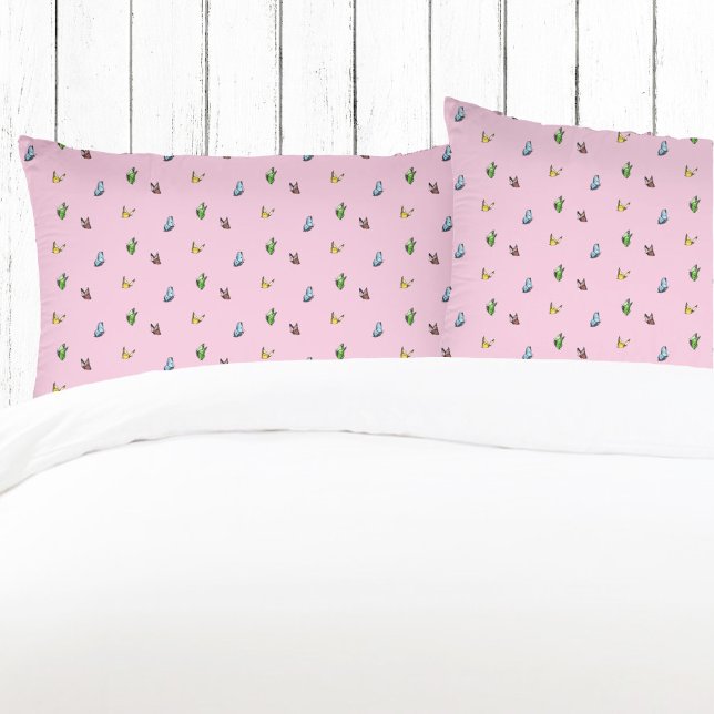 Pink Watercolor Butterfly Pattern Aesthetic  Pillowcase (Creator Uploaded)