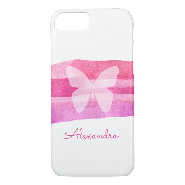 Pink Watercolor Butterfly Personalised Case-Mate iPhone Case (Back)