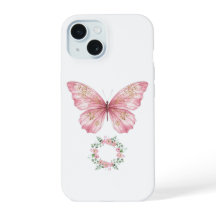 Pink Watercolor Butterfly Phone Case - Single Butt