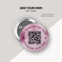 Pink Watercolor Buy Birthday Girl Drink QR Code
