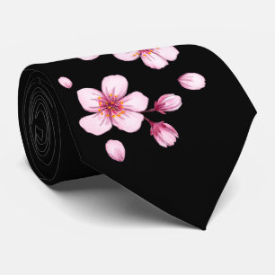 Pink Watercolor Cherry Blossom Pattern Tie