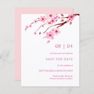 Pink Watercolor Cherry Blossom  Save The Date