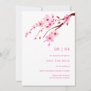Pink Watercolor Cherry Blossom  Save The Date