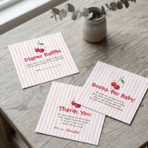 Pink Watercolor Cherry Diaper Raffle Baby Shower