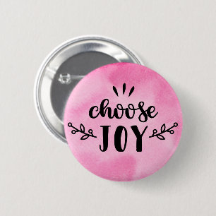 Pink Watercolor - Choose joy 6 Cm Round Badge