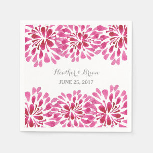 Pink Watercolor Chrysanthemum Paper Napkins