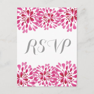Pink Watercolor Chrysanthemum RSVP Postcard