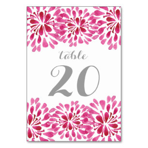 Pink Watercolor Chrysanthemum Table Number Card