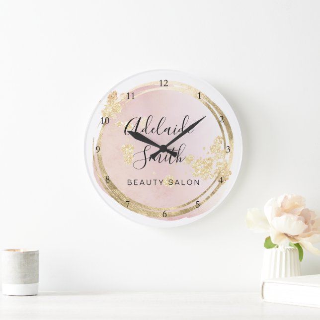 pink watercolor circle large clock (Home)
